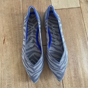 Rothys to the point gray zebra Flats Size 7